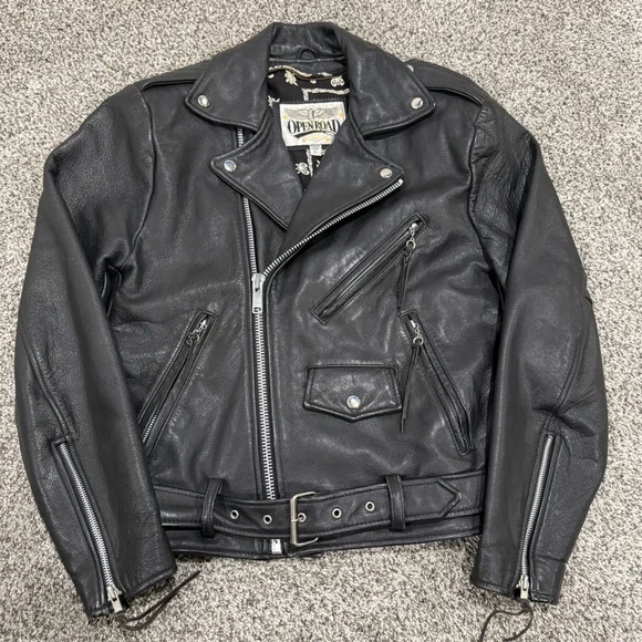 Vintage Open Road leather moto jacket, size men's XS - Picture 1 of 16